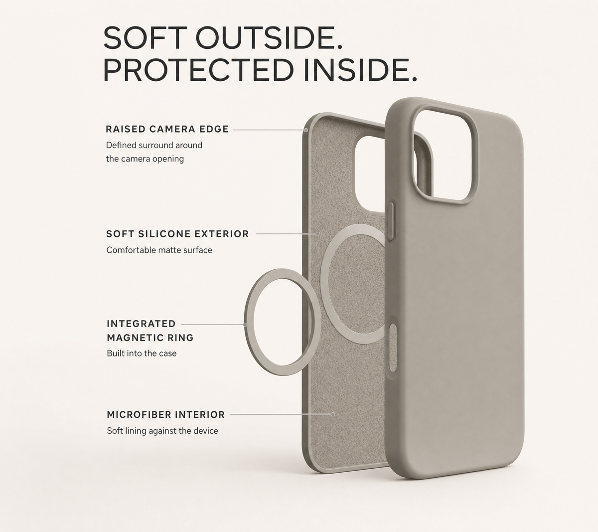 iPhone Hoes MagSafe – Siliconenhoes met Soft Touch en camera bescherming