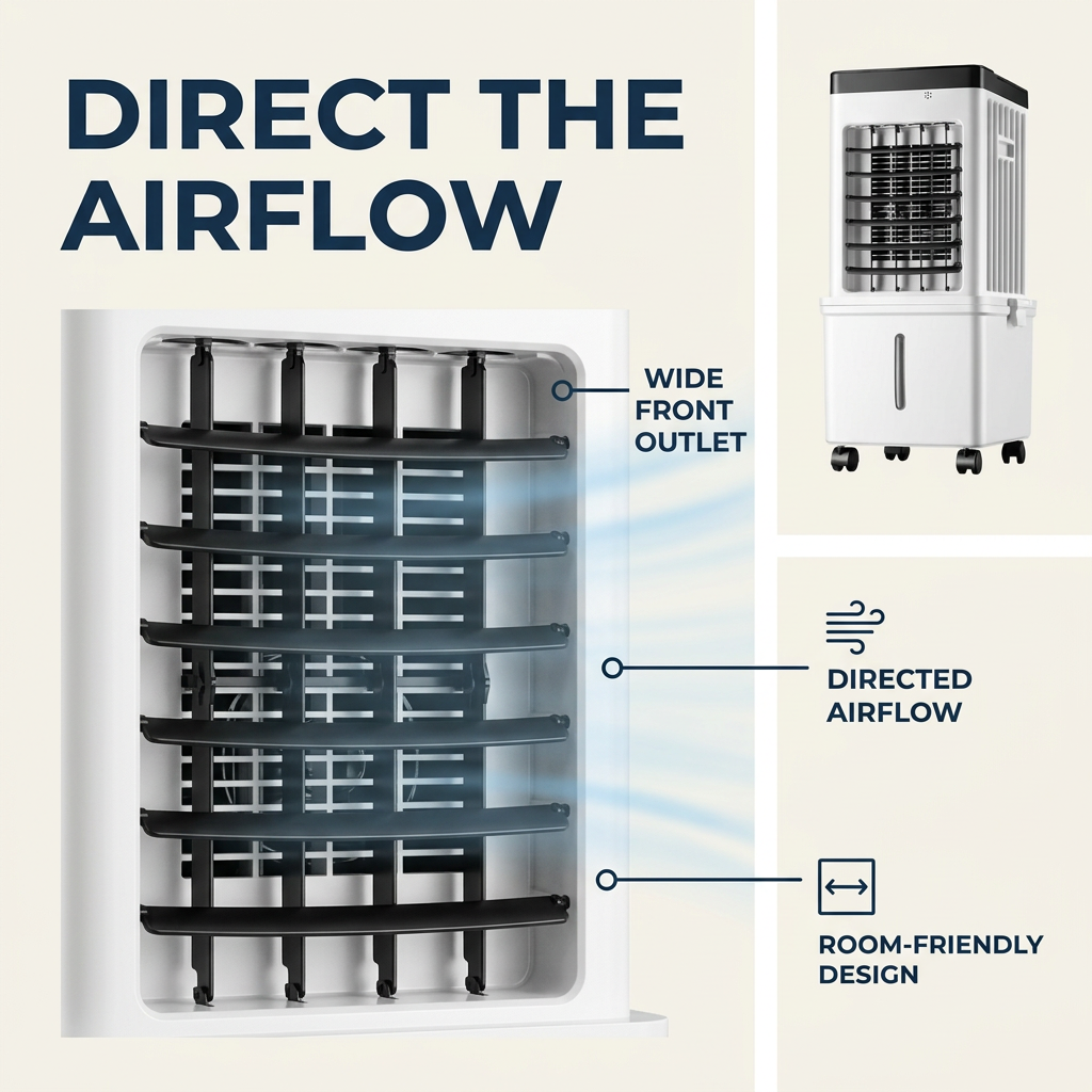 Mobiele Airconditioning – raamloze luchtkoeler met watertank en wielen
