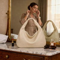 Gevlochten Leren Hobo Bag met Rits | Schoudertas voor Dames | Flechture
