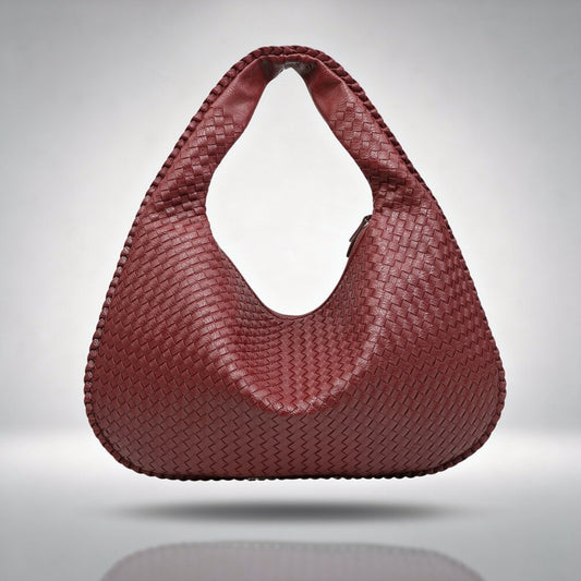 Gevlochten Leren Hobo Bag met Rits | Schoudertas voor Dames | Flechture