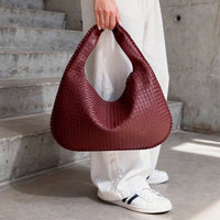 Gevlochten Leren Hobo Bag met Rits | Schoudertas voor Dames | Flechture