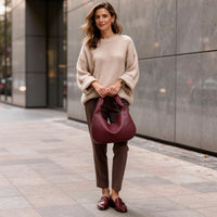 Gevlochten Leren Hobo Bag met Rits | Schoudertas voor Dames | Flechture