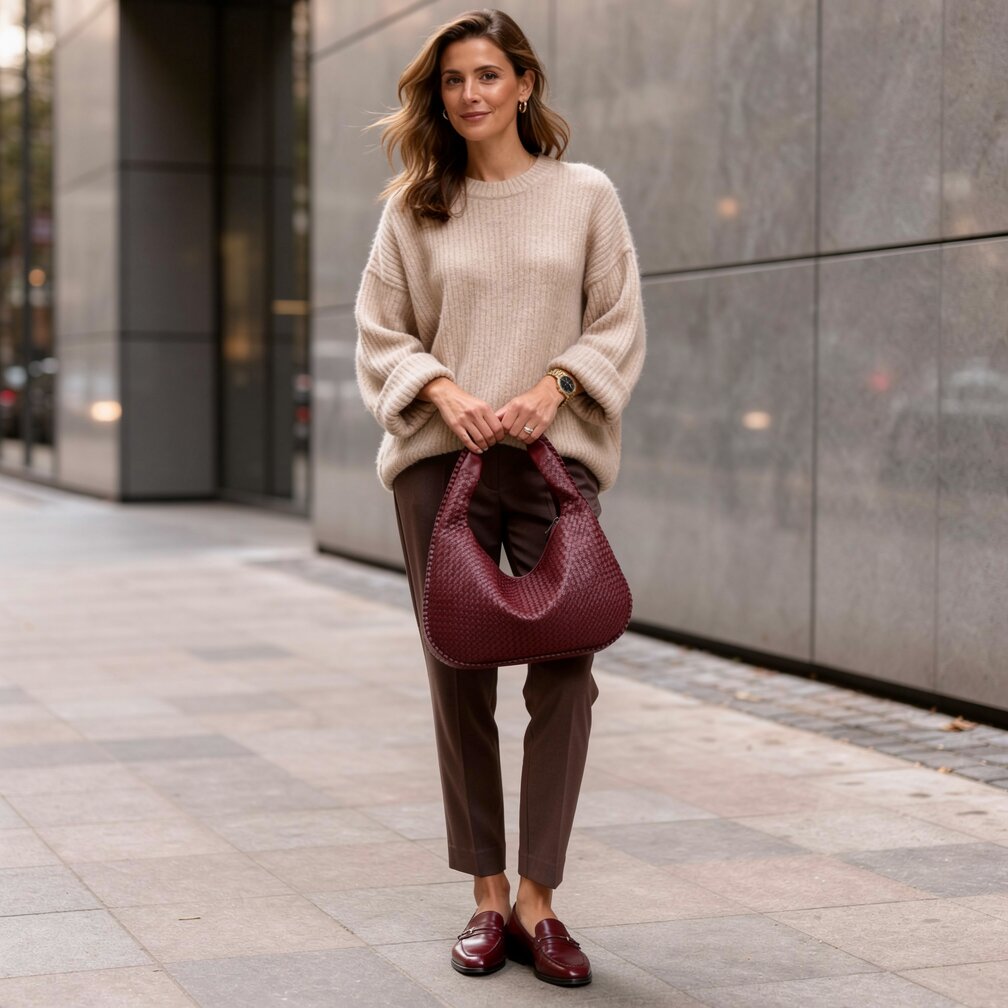 Gevlochten Leren Hobo Bag met Rits | Schoudertas voor Dames | Flechture