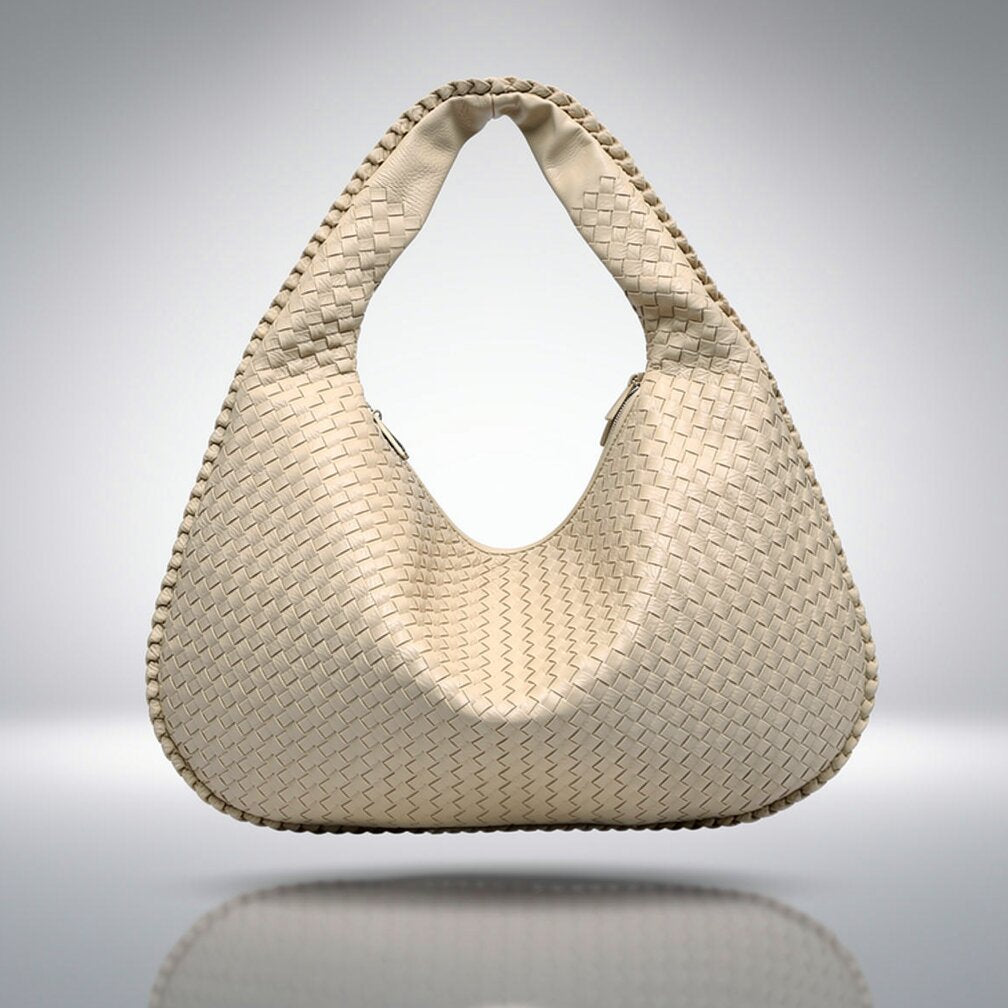 Gevlochten Leren Hobo Bag met Rits | Schoudertas voor Dames | Flechture