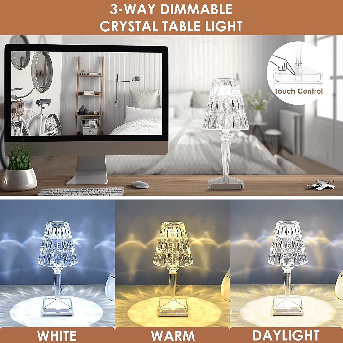 LED Kristall Tafel Lamp | Elegante Diamant Ontwerp