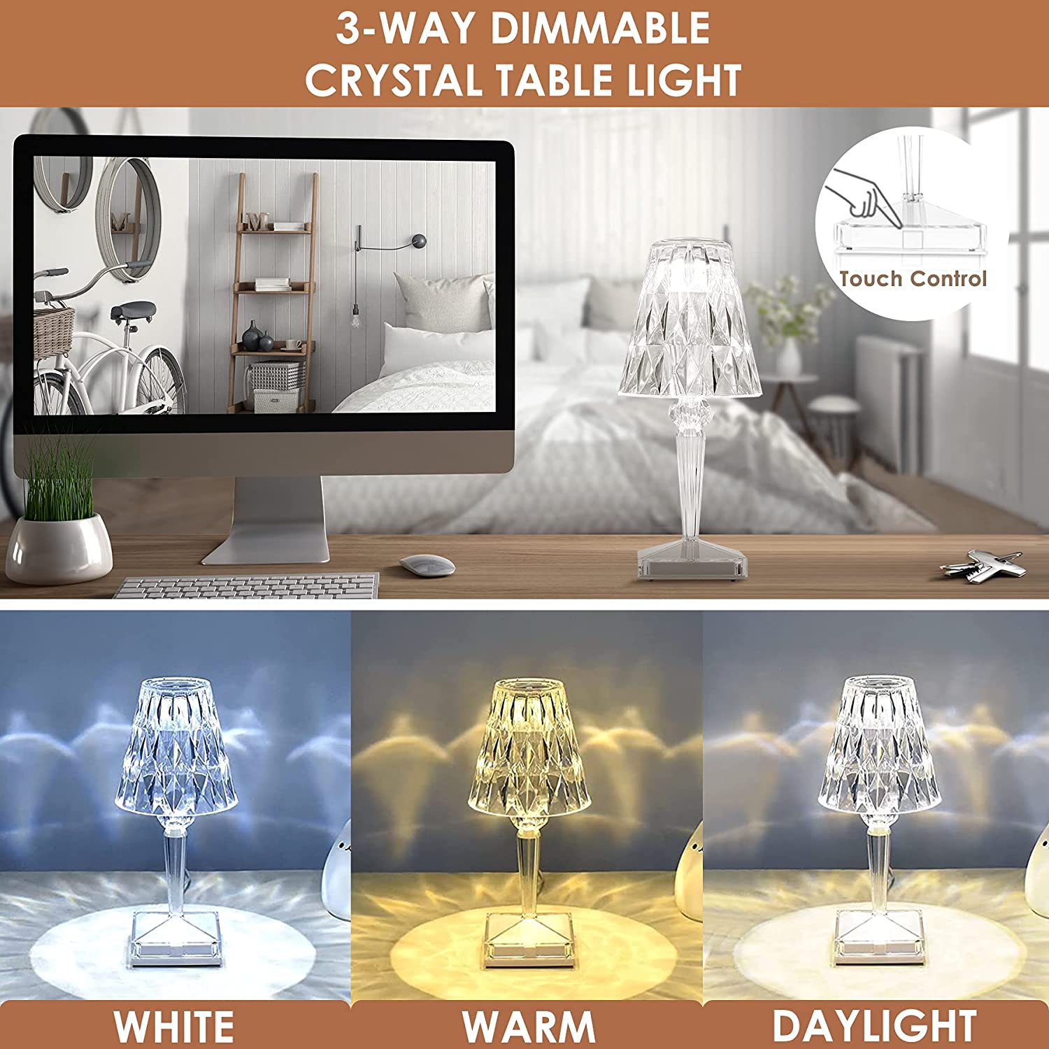 LED Kristall Tafel Lamp | Elegante Diamant Ontwerp
