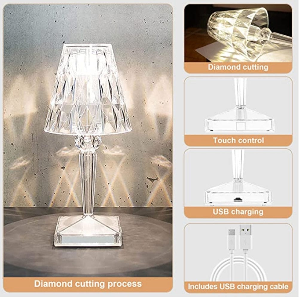 LED Kristall Tafel Lamp | Elegante Diamant Ontwerp