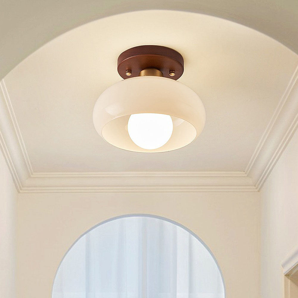 Vintage witte kleine plafondlamp - Klassieke stijl voor de gang