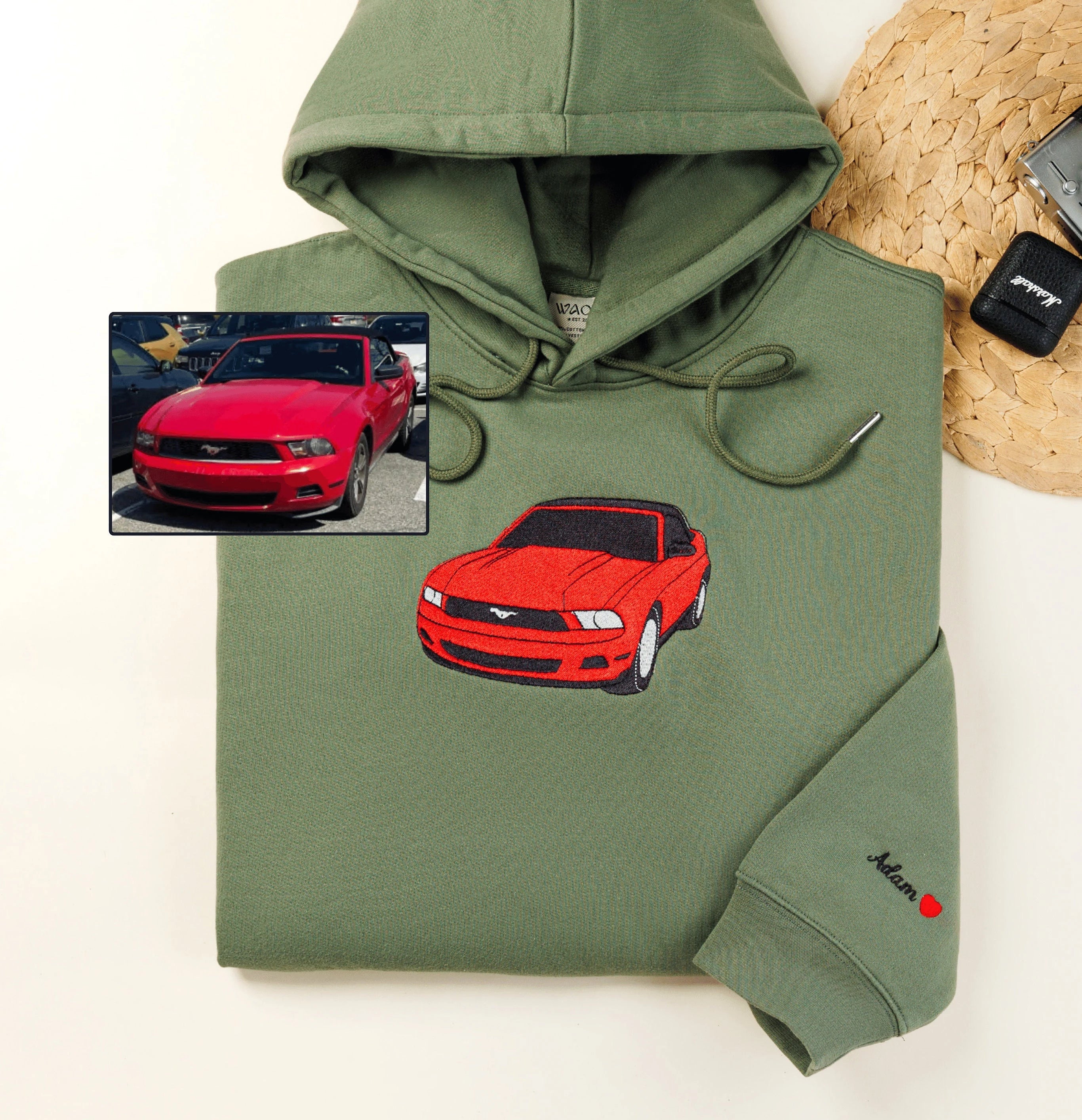 CarStitch | Te personaliseren geborduurde auto hoodie van je eigen auto
