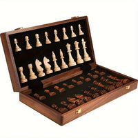 Skanto | Schaakset in Premium Hout | Vouwbaar Bord met Magnetische Sluiting