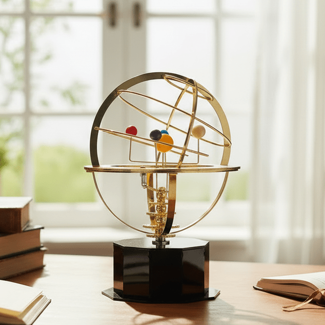 NINEORBIT – Messing Zonnestelsel Display met 5 Nauwkeurig Gemaakte Planeten