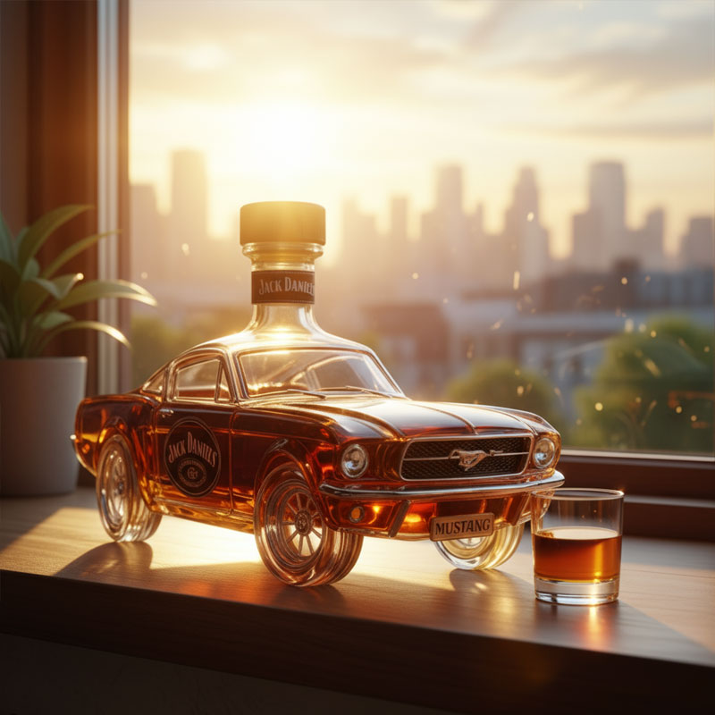 Mustang Whiskey Decanteur | 3D Mustang Ontwerp | Handgemaakt Glas