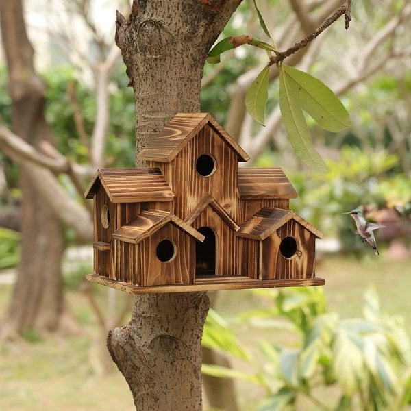 Skanto | Handgemaakt Houten Vogelhuis met 6 Gaten