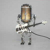 Skanto | Vintage Metaal Microfoon Robot met Gitaar Lamp
