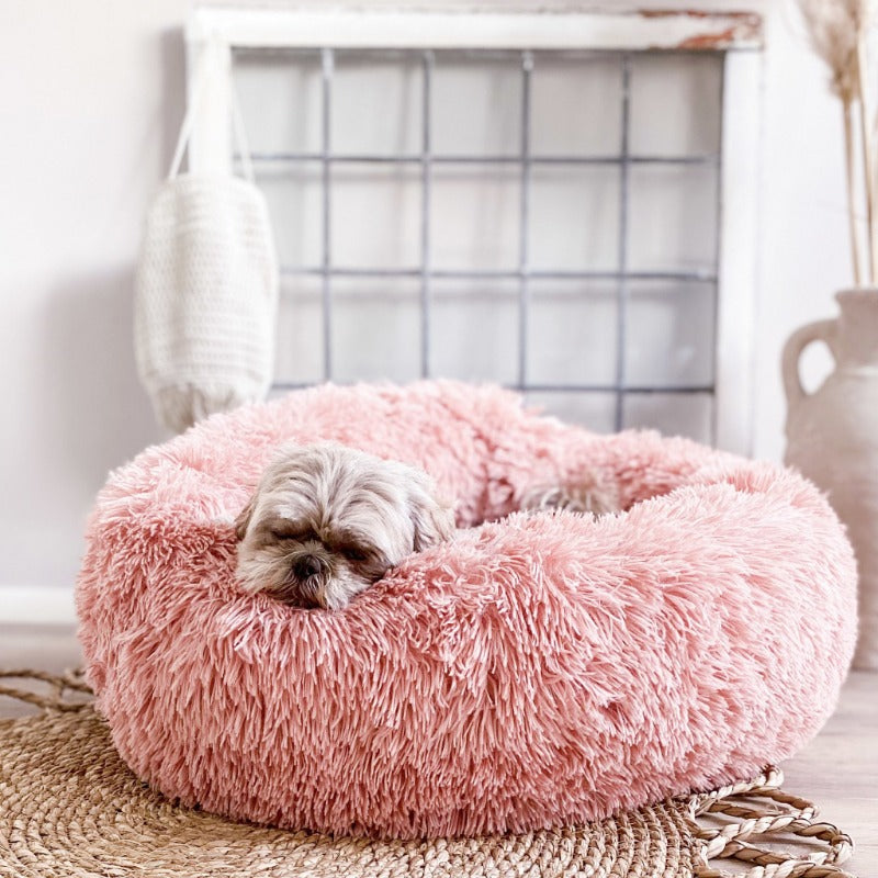Rund Plüsch Kalmerende Donut Hondenbed voor kleine tot grote honden
