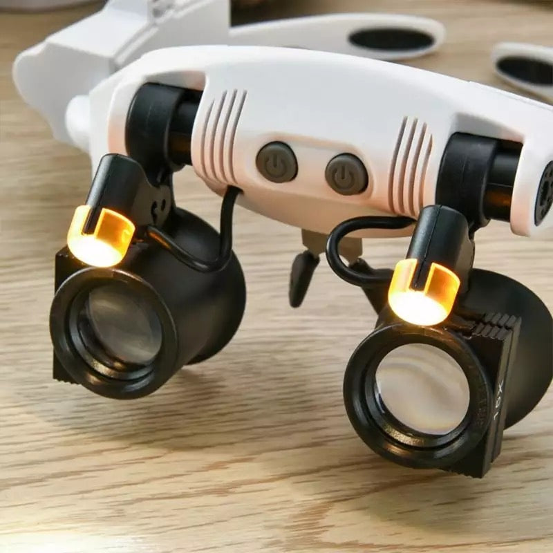Juwelier Hoofdband Vergrootglas 8 Lens LED Licht Bril