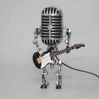 Skanto | Vintage Metaal Microfoon Robot met Gitaar Lamp
