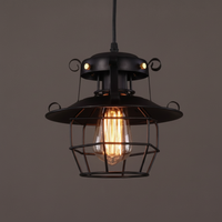 Industriële Hanglamp met Metalen Kooi en Verstelbare Kabel voor Binnengebruik