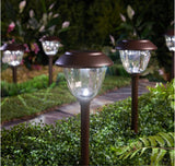 Set van 8 Zonne-energie Tuinpad Lichten met Metalen Kap en Helder Glas