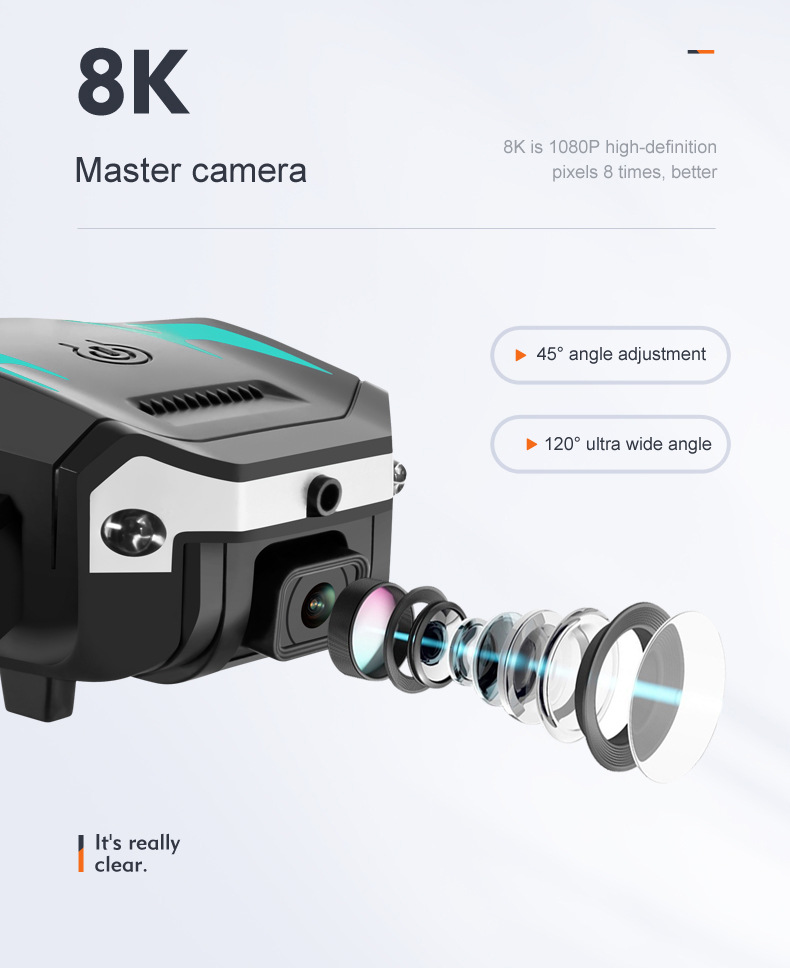 Vouwbare 8K Drone met Dubbele Camera en Obstakeldetectie
