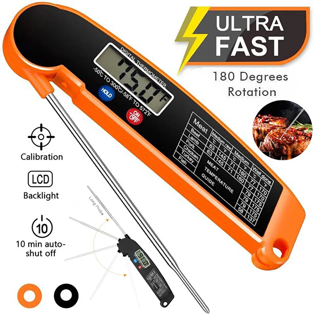 Opvouwbare Keuken Thermometer – Nauwkeurige Meting voor Perfecte Gerechten