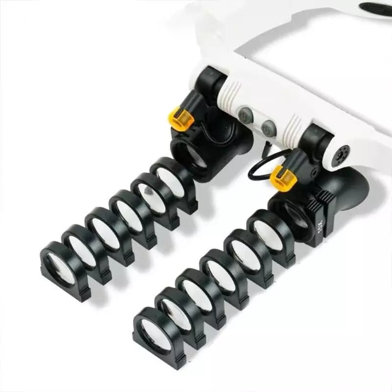 Juwelier Hoofdband Vergrootglas 8 Lens LED Licht Bril