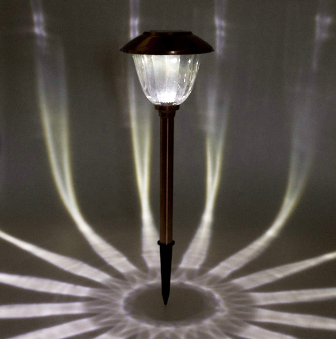 Set van 8 Zonne-energie Tuinpad Lichten met Metalen Kap en Helder Glas