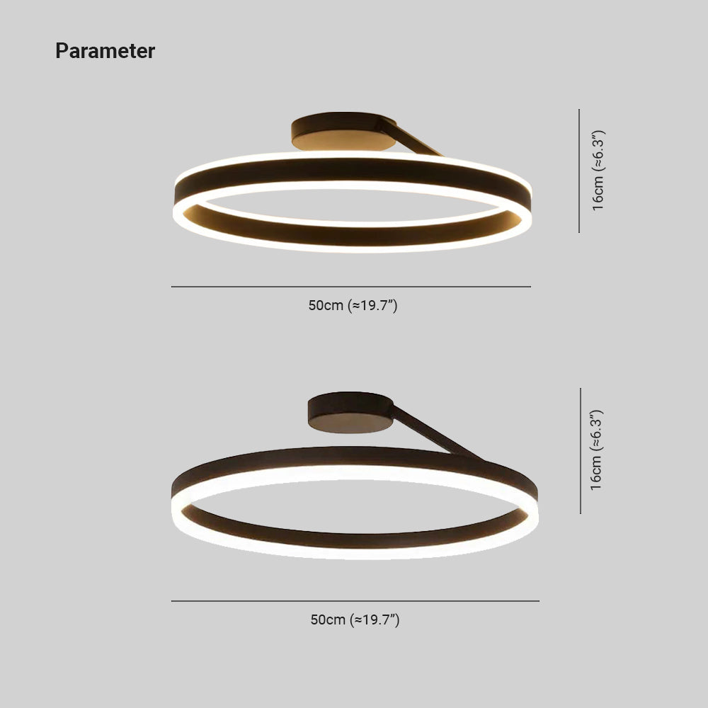 Arisha Plafondlamp Ring Modern LED Zwart/Wit Woonkamer Gang Metaal