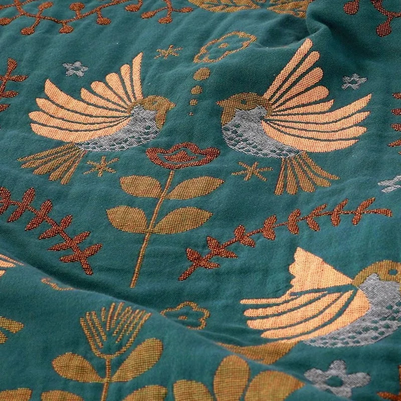 Omkeerbare Scandinavische Vogel Deken | 100% Katoenen Deken