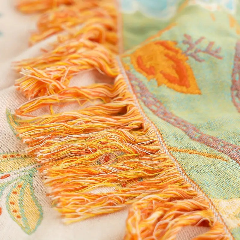 Rustieke Bloemen Boho Deken | 100% Katoenen Bloemen Deken