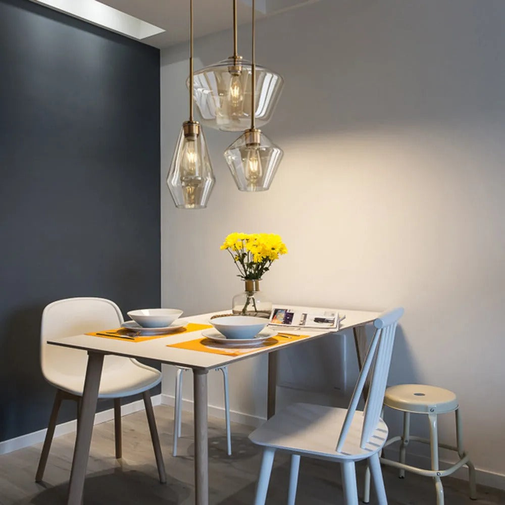 Juni Hanglamp Glas, Helder/Amber Diamantvorm