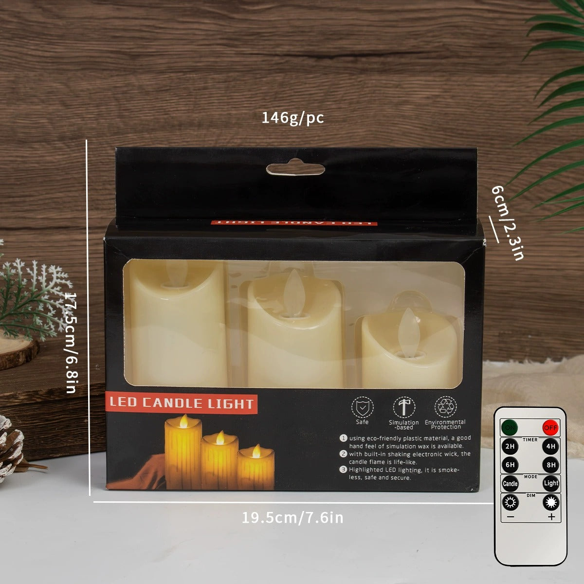 LED Blokkaars Set - 3 Stk. - 3D Vlam - Meerdere Kleuren