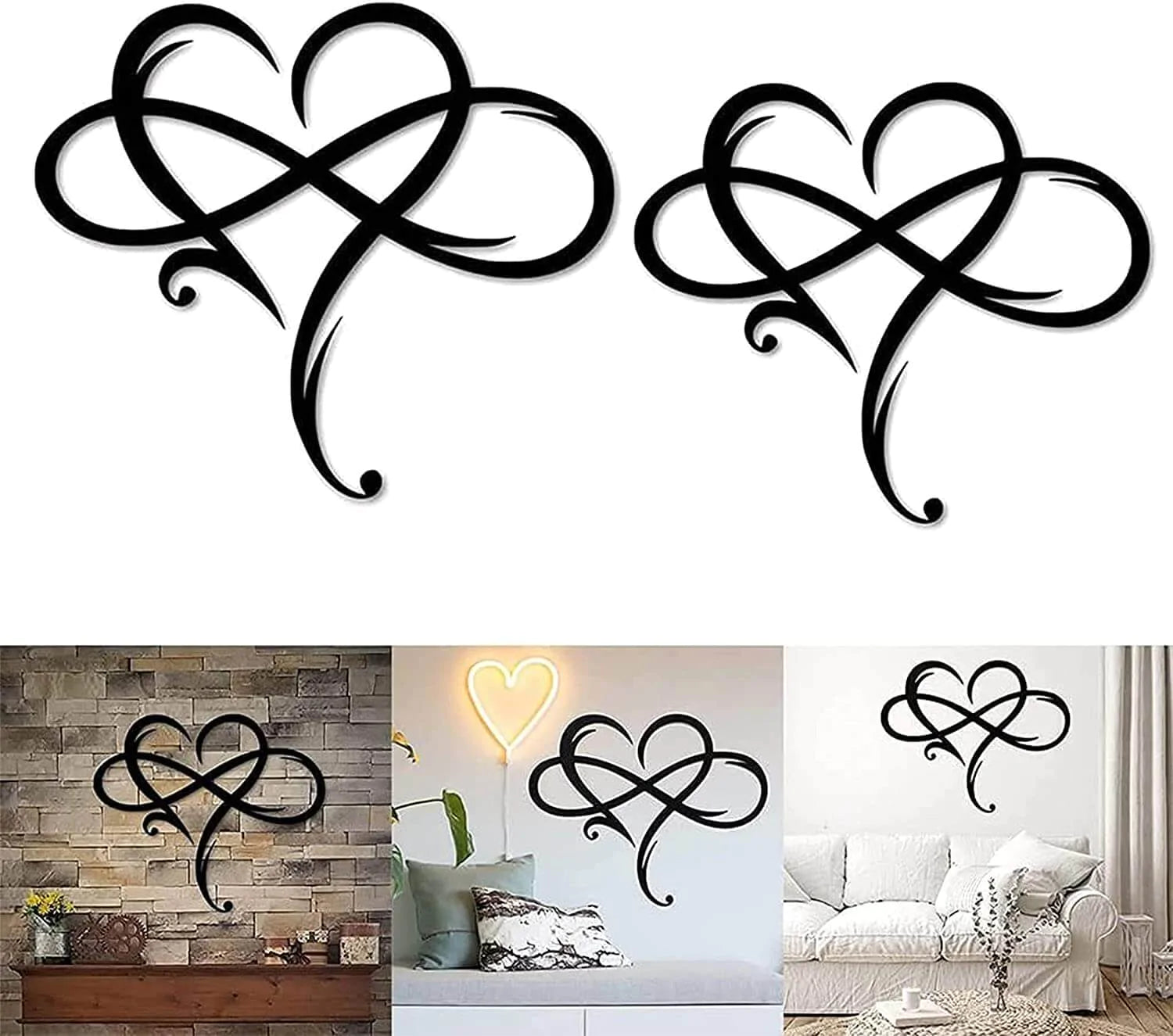 LoveBound - Elegante muurdecoratie in de vorm van een hart en het symbool van de oneindigheid