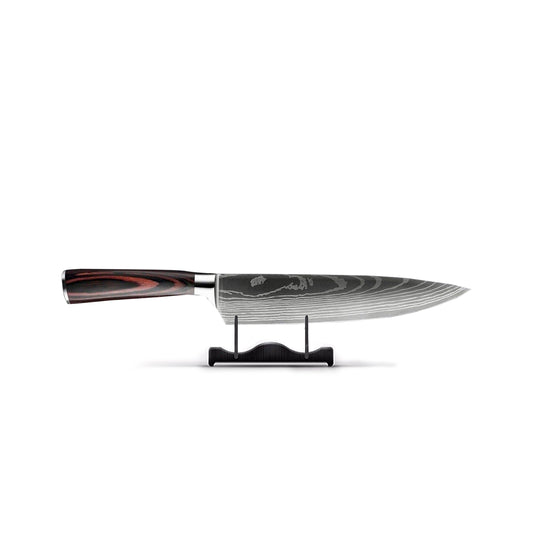 Damascus Staal Kokkekniv | 20 cm Blad, Ergonomisch Hars Handvat & Ideaal voor Thuis Koken