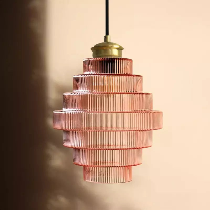 Kaela Vintage Gestreepte Glazen Hanglamp