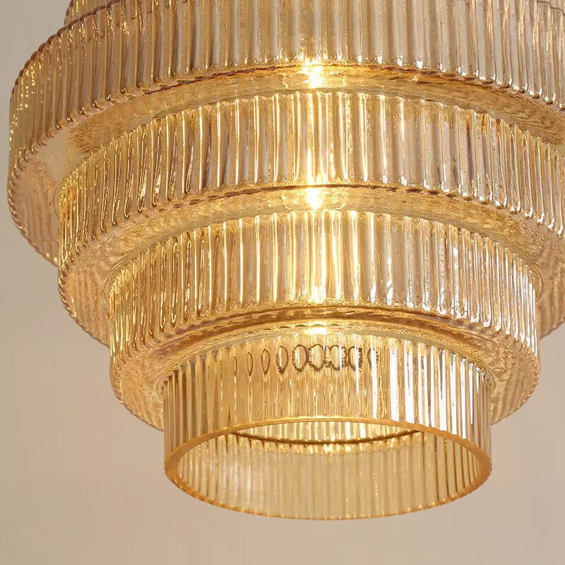 Kaela Vintage Gestreepte Glazen Hanglamp