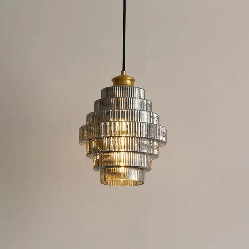 Kaela Vintage Gestreepte Glazen Hanglamp