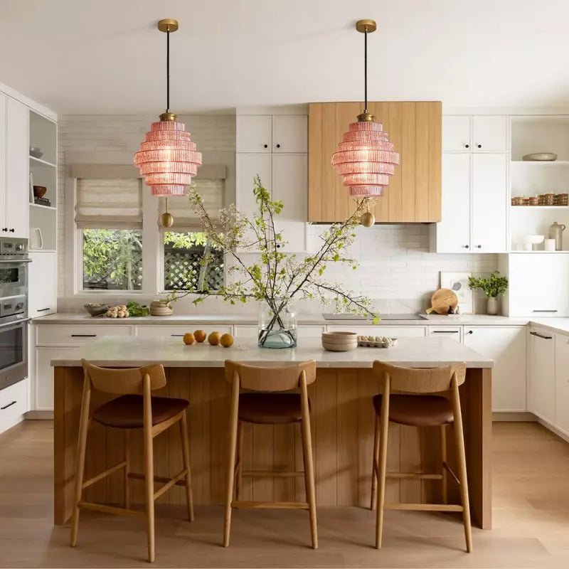 Kaela Vintage Gestreepte Glazen Hanglamp
