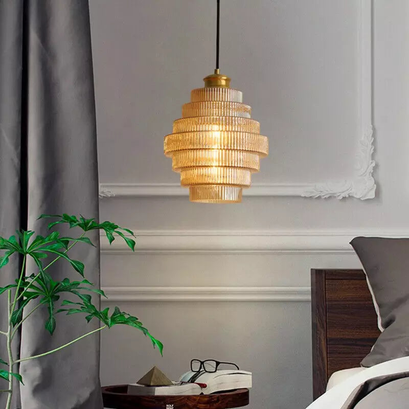Kaela Vintage Gestreepte Glazen Hanglamp