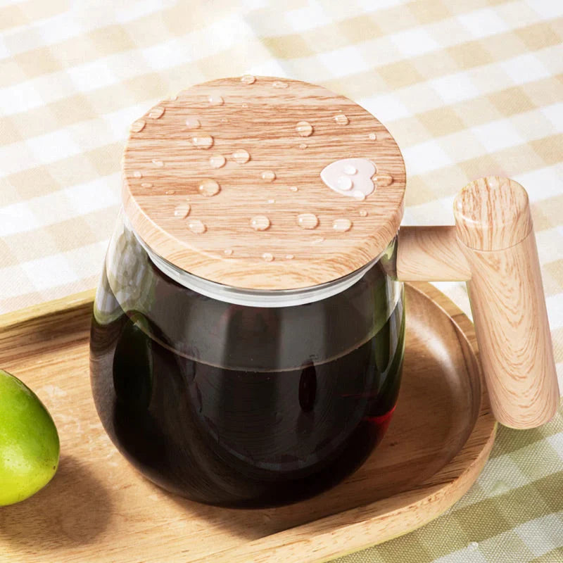 Automatische Koffiekop | Zelfroerende Theekop met Houten Handvat | RuhrTasse
