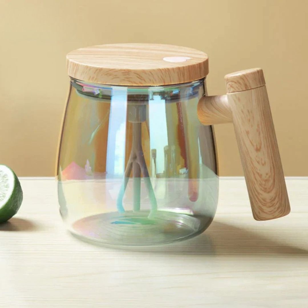 Automatische Koffiekop | Zelfroerende Theekop met Houten Handvat | RuhrTasse
