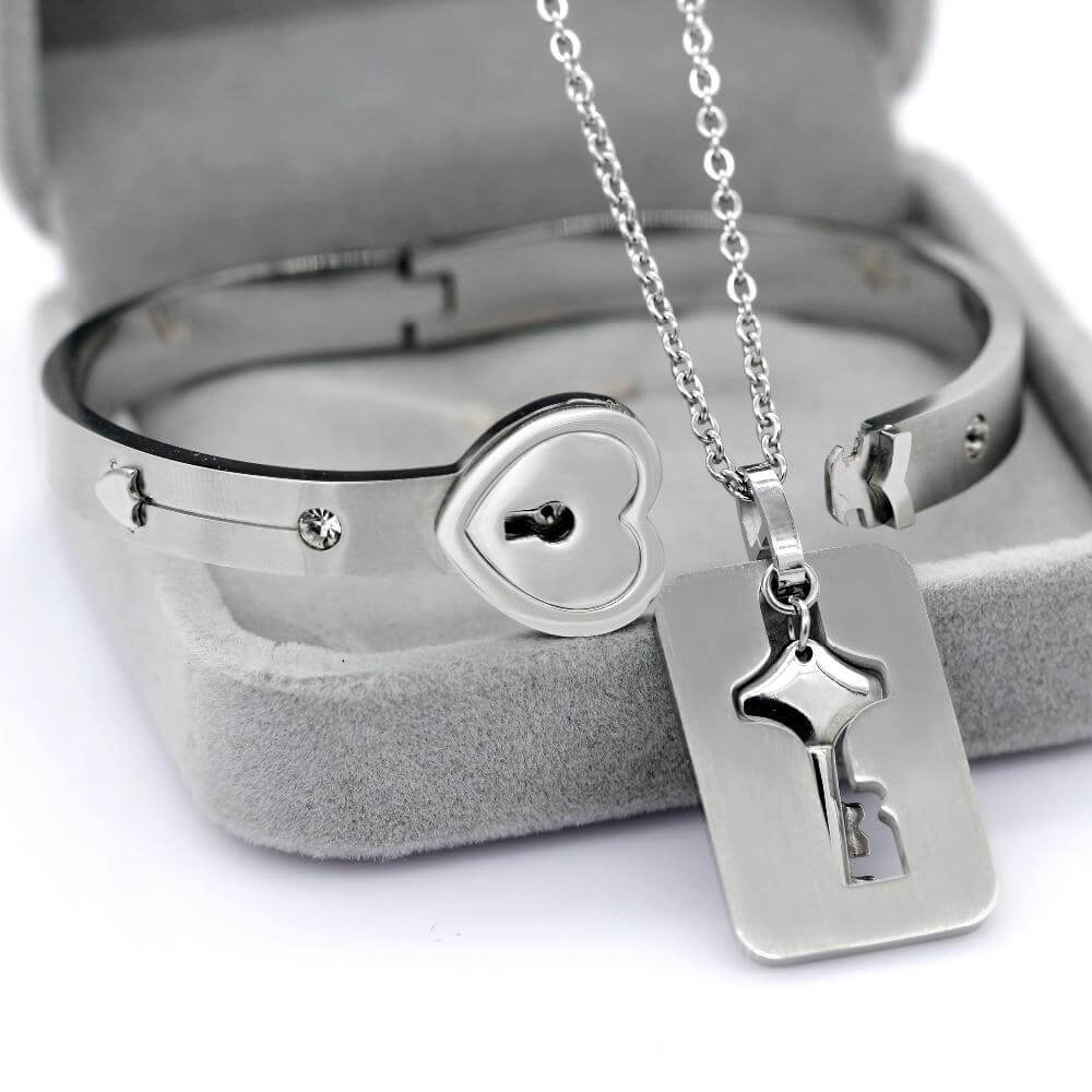 "JE BENT DE SLEUTEL NAAR MIJN HART" Armband + Ketting Set