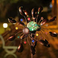 Zonne-energie aangedreven windspinner in glazen bol