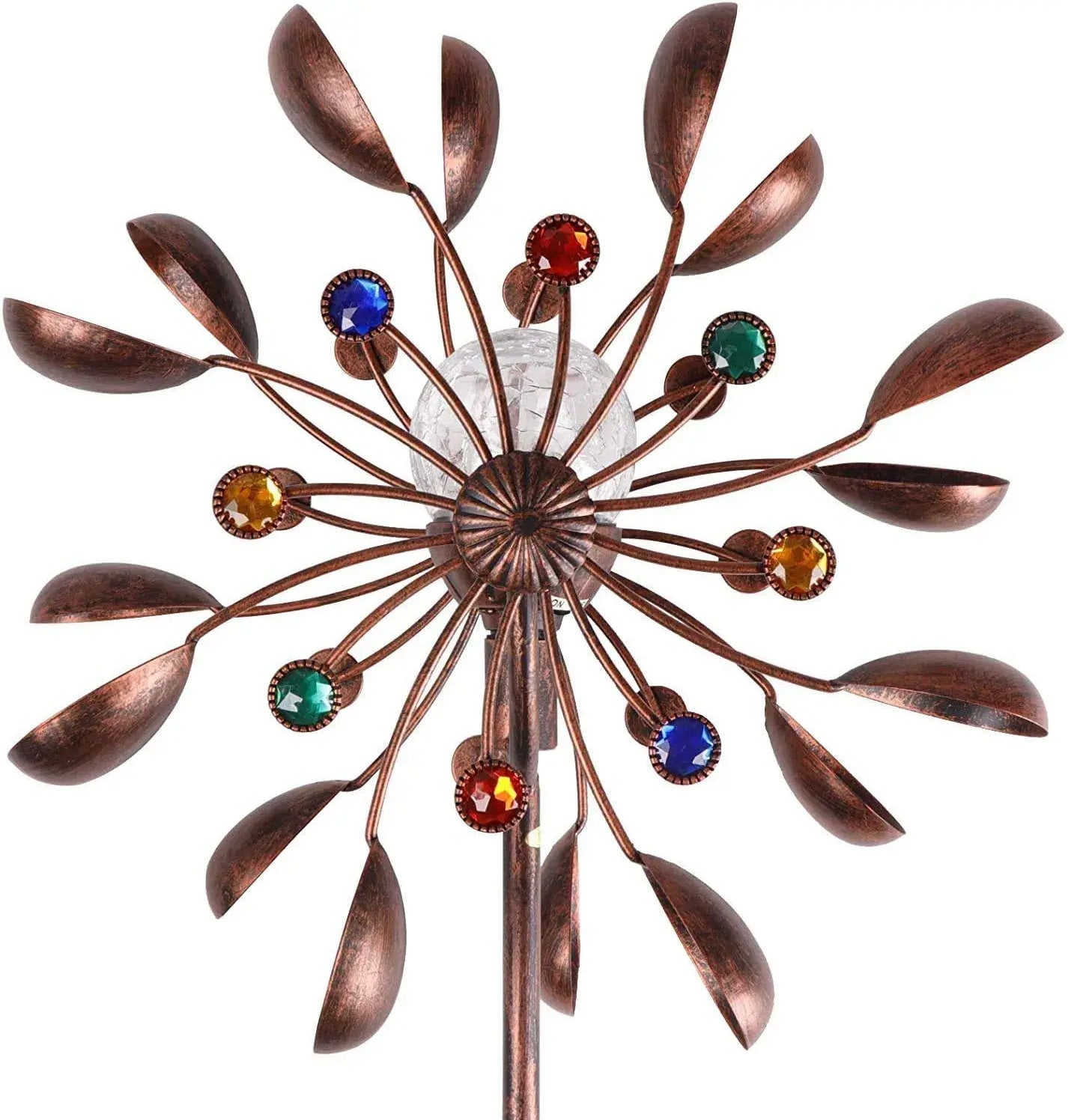 Zonne-energie aangedreven windspinner in glazen bol