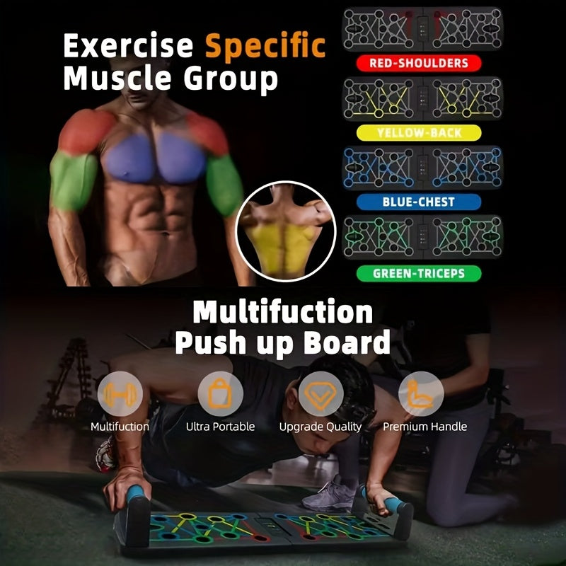 Krachttraining Set voor thuis met push-up grepen | Push up Board met weerstandbanden | KrachtBoard