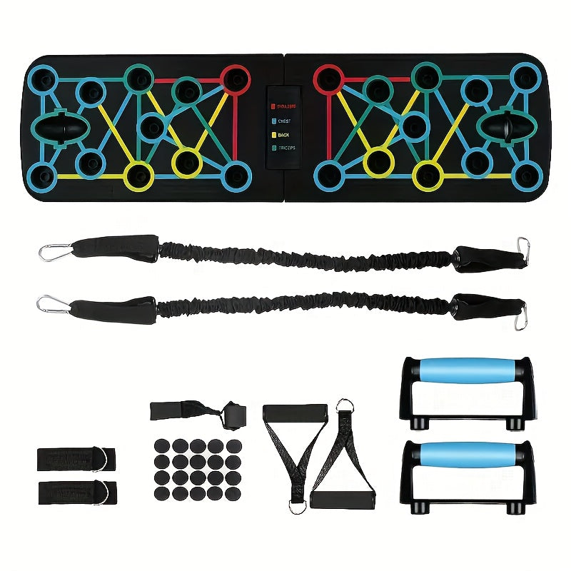 Krachttraining Set voor thuis met push-up grepen | Push up Board met weerstandbanden | KrachtBoard