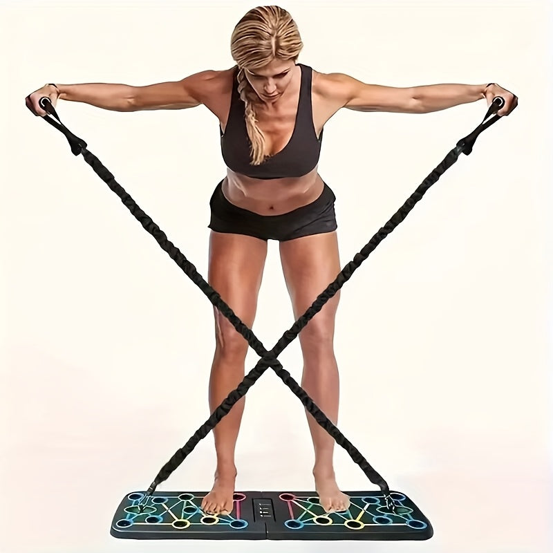 Krachttraining Set voor thuis met push-up grepen | Push up Board met weerstandbanden | KrachtBoard