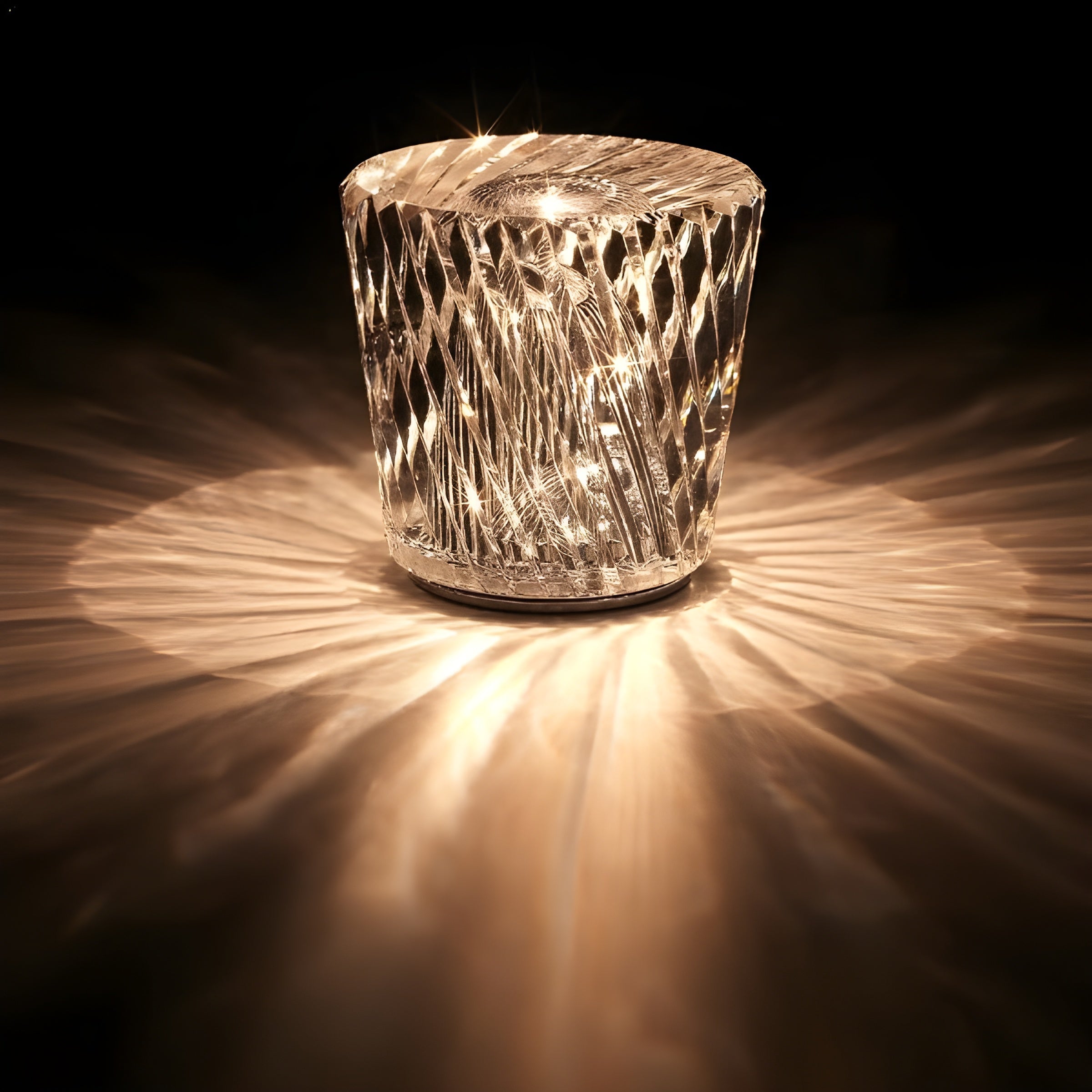 Kristallen Tafellamp VÉLORIA | Diamantoptiek & 360° Lichtspel | Draadloos & Oplaadbaar via USB | Tot 12 uur Lichtduur