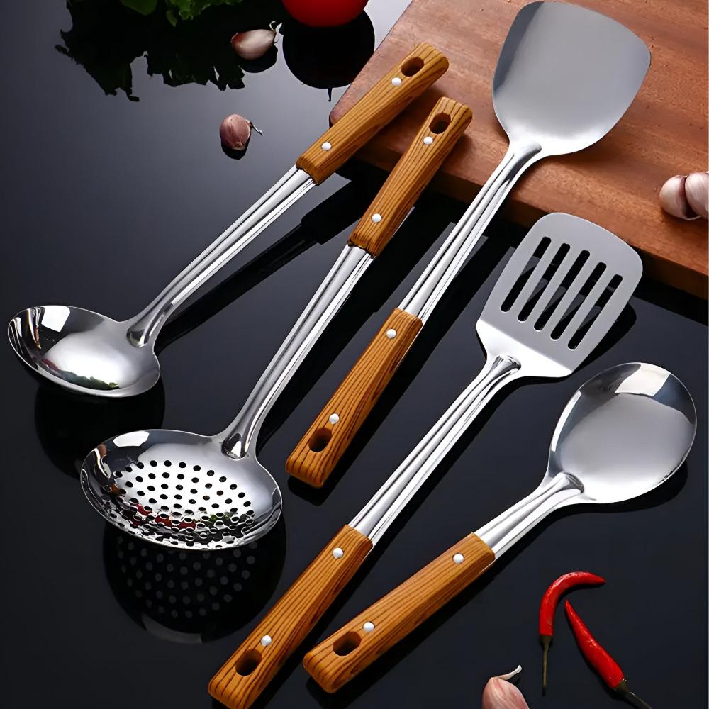 Keukenaccessoires van RVS & Hout | Keukenhulp Set | Kookgerei | EdelKoch
