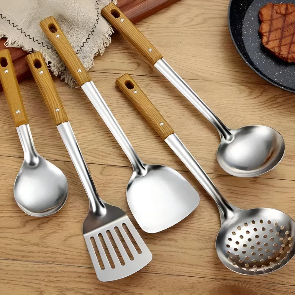 Keukenaccessoires van RVS & Hout | Keukenhulp Set | Kookgerei | EdelKoch